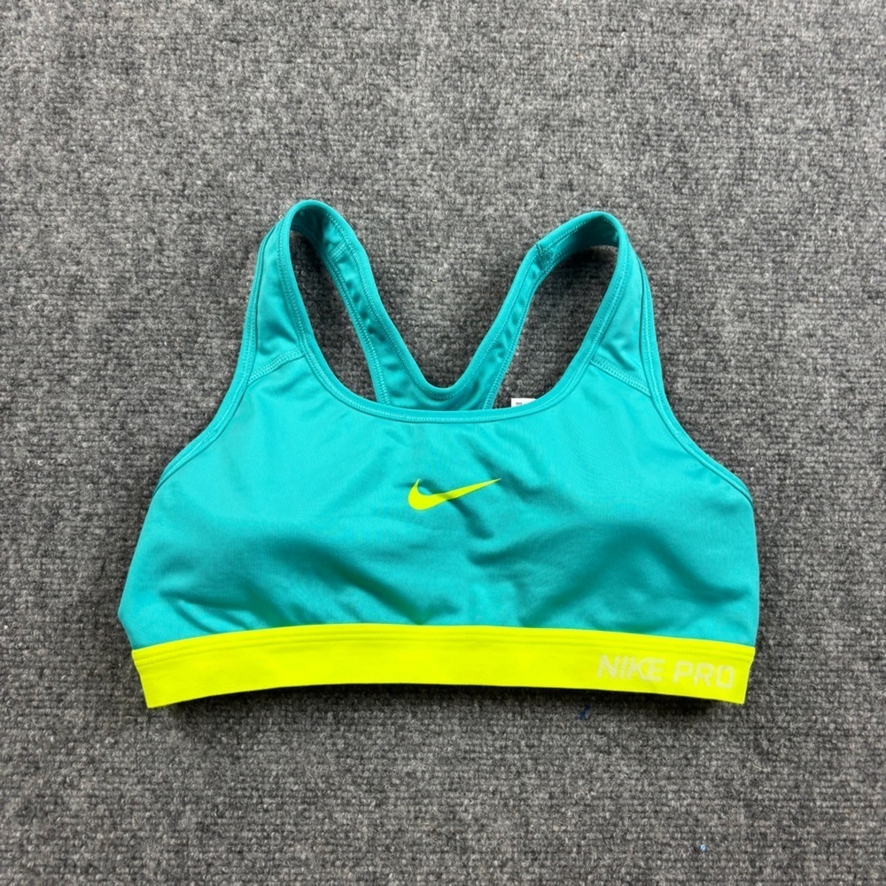 NIKE PRO Women’s Dri-Fit Sports Bra Blue/Yellow size: Medium